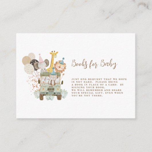 Safari Oerwoud Dieren Boho Boek voor Baby Behuizin Informatiekaartje (Voorkant)