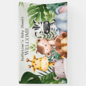Safari Oerwoud Dieren Boy Tropisch Baby shower Spandoek (Verticaal)
