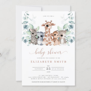 Safari Oerwoud Dieren Eucalyptus Baby shower Kaart