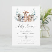 Safari Oerwoud Dieren Eucalyptus Baby shower Uitno Kaart (Staand voorkant)