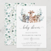 Safari Oerwoud Dieren Eucalyptus Baby shower Uitno Kaart (Voorkant / Achterkant)