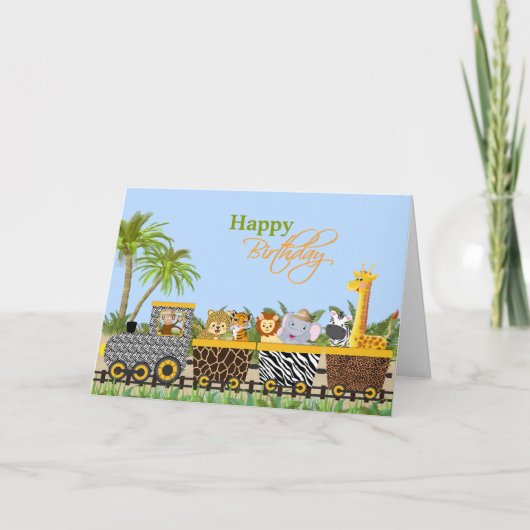 Safari Oerwoud Dieren in het Wenskaart Kaart (Voorkant)