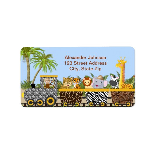 Safari Oerwoud Dieren in Train Address Label (Voorkant)