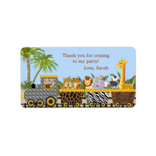 Safari Oerwoud Dieren in Train Favor Tags Label