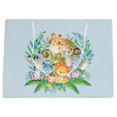 safari Oerwoud Dieren Jongens Baby shower Gift Bag Large Cadeautasje (Voorkant)