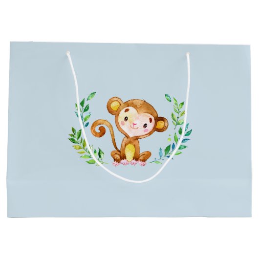 safari Oerwoud Dieren Jongens Baby shower Gift Bag Large Cadeautasje (Achterkant)