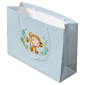 safari Oerwoud Dieren Jongens Baby shower Gift Bag Large Cadeautasje (Achterkant Gekanteld)