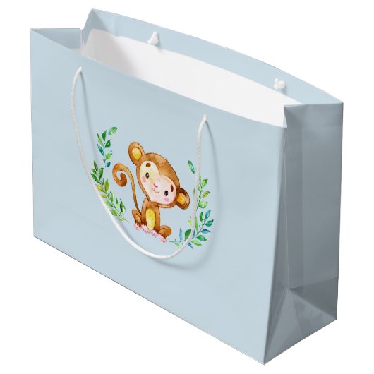 safari Oerwoud Dieren Jongens Baby shower Gift Bag Large Cadeautasje (Achterkant Gekanteld)