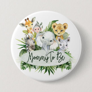 Safari Oerwoud Dieren Mama om baby shower pin te z Ronde Button 7,6 Cm