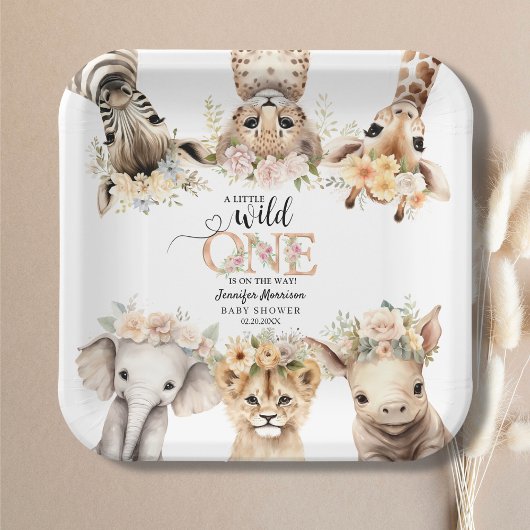 Safari Oerwoud Dieren Meisje Baby shower Papier Bo Papieren Bordje