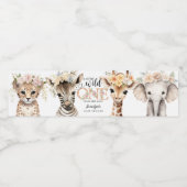 Safari Oerwoud Dieren Meisje Baby shower Waterfles Etiket (Enkel label)