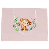 safari Oerwoud Dieren Meisjes Baby shower Gift Bag Large Cadeautasje (Achterkant)