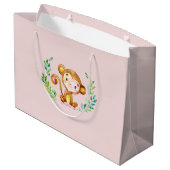 safari Oerwoud Dieren Meisjes Baby shower Gift Bag Large Cadeautasje (Achterkant Gekanteld)