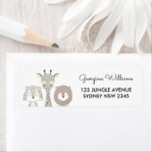 Safari Oerwoud Dieren Modern Baby shower Wild One Etiket (Insitu)