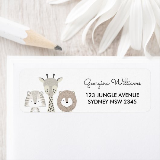 Safari Oerwoud Dieren Modern Baby shower Wild One Etiket (Insitu)