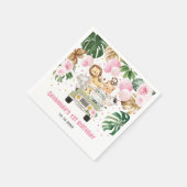 Safari Oerwoud Dieren Roze Bloemmeisje Verjaardag Servet (Hoek)
