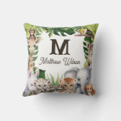 Safari oerwoud dieren schattig baby jongen naam kw kussen (Achterkant)