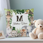 Safari oerwoud dieren schattig baby jongen naam kw kussen<br><div class="desc">Welkom je baby boy in een avontuurlijke wereld met het Safari Oerwoud Animals Baby Boy Nursery Pillow, een charmante aanvulling op zijn eerste heiligdom. Dit kussen beschikt over een heerlijke reeks waterverf tropische en oerwoud dieren, die een speelse maar serene sfeer brengen in het kinderkamer decor. Personaliseer het met de...</div>