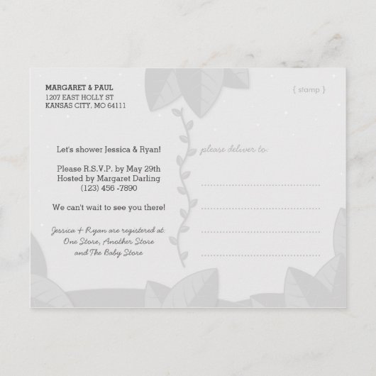 Safari Oerwoud Dieren Schattig Baby shower Uitnodiging Briefkaart (Achterkant)