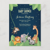 Safari Oerwoud Dieren Schattig Baby shower Uitnodiging Briefkaart (Voorkant)
