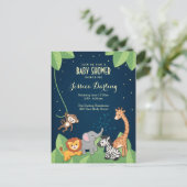 Safari Oerwoud Dieren Schattig Baby shower Uitnodiging Briefkaart (Staand voorkant)