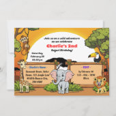 Safari Oerwoud Dieren Schattigee Cartoon Verjaarda Kaart (Voorkant)