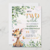 Safari Oerwoud Dieren Twee Wilde 2e Verjaardag Kaart (Voorkant)