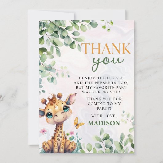 Safari Oerwoud Dieren Verjaardag Bedankkaart (Voorkant)