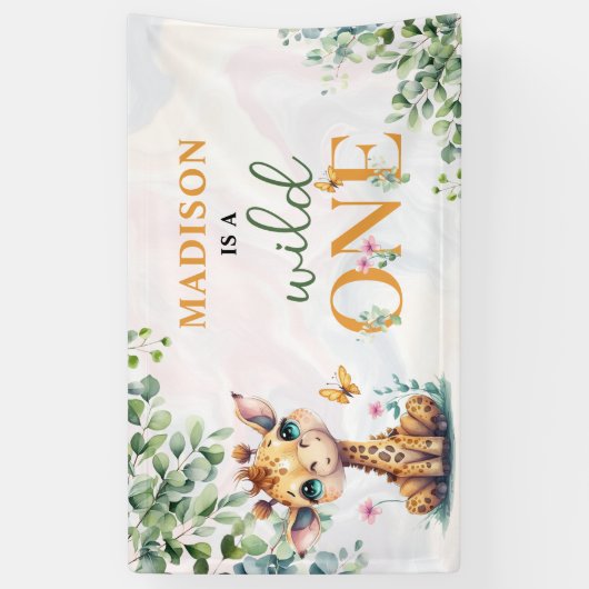 Safari Oerwoud Dieren Verjaardag Spandoek (Verticaal)