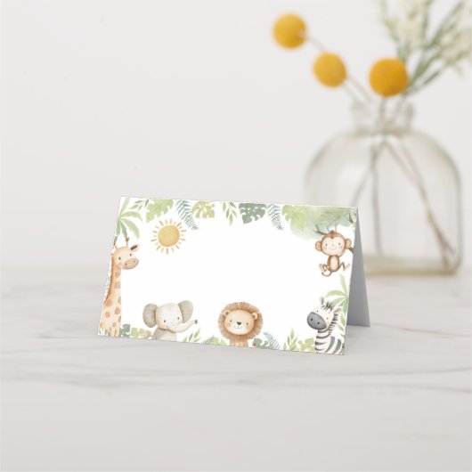 Safari Oerwoud Dieren Verjaardag Voedsel Tent Plaatskaartje (Voorkant)