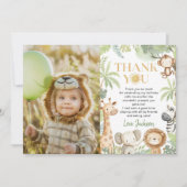 Safari Oerwoud Dieren Verjaardagsfoto Bedankkaart (Voorkant)