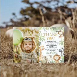 Safari Oerwoud Dieren Verjaardagsfoto Bedankkaart