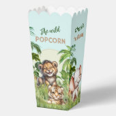 Safari Oerwoud Dieren Wild 1e Verjaardag Popcorn Bedankdoosjes (Achterkant)