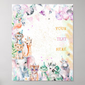 Safari Oerwoud Dieren Wild Meisje Verjaardagsfeest Poster (Voorkant)