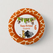 Safari Oerwoud Dierenthema Verjaardag Ronde Button 5,7 Cm (Voorkant)