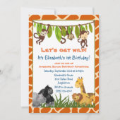 Safari Oerwoud Dierenthema Verjaardagsfeest Uitnod Kaart (Voorkant)