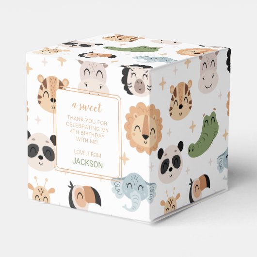 Safari Oerwoud dierenverjaardagsjongen cadeau guns Bedankdoosjes (Achterkant)