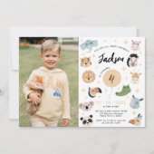 Safari Oerwoud dierenverjaardagsjongen fotouitnodi Kaart (Voorkant)