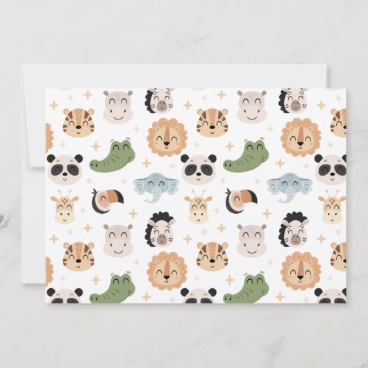 Safari Oerwoud dierenverjaardagsjongen fotouitnodi Kaart (Achterkant)