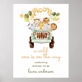 Safari Oerwoud - Een Wild One Baby shower Welkom Poster