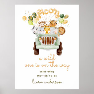 Safari Oerwoud - Een Wild One Baby shower Welkom Poster