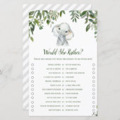 Safari Oerwoud Elephant Baby shower Game PRINED (Voorkant / Achterkant)