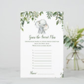 Safari Oerwoud Elephant Baby shower Game PRINED (Staand voorkant)