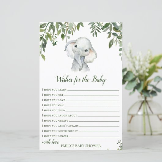 Safari Oerwoud Elephant Baby shower Game PRINED (Staand voorkant)