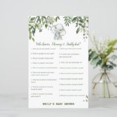 Safari Oerwoud Elephant Baby shower Game PRINED (Staand voorkant)