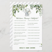 Safari Oerwoud Elephant Baby shower Game PRINED (Voorkant / Achterkant)