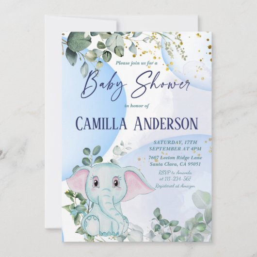 Safari Oerwoud Elephant Eucalyptus Blue Bubbles Kaart (Voorkant)