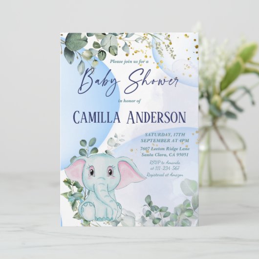 Safari Oerwoud Elephant Eucalyptus Blue Bubbles Kaart (Staand voorkant)