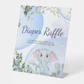 Safari Oerwoud Elephant Eucalyptus Diaper Raffle Reclamebord Met Voetstuk (Voorkant)