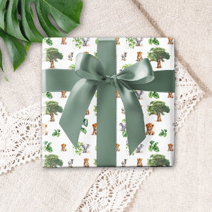 Safari Oerwoud Elephant Lion Tropisch groen Cadeaupapier